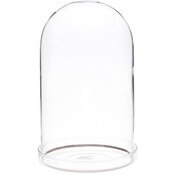 Plymor 4" x 7" Glass Display Dome Cloche with Silver Rim (Clear Glass Tray Base)