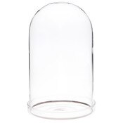 Plymor 4" x 7" Glass Display Dome Cloche with Silver Rim (Clear Glass Tray Base)