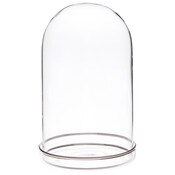 Plymor 4" x 7" Glass Display Dome Cloche with Silver Rim (Silver Rim Glass Tray Base)