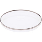 Plymor 5.5" x 5.5" Round Glass Display Tray (Silver Rim)