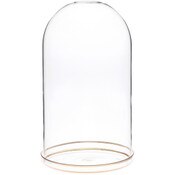 Plymor 5.5" x 10" Glass Display Dome Cloche with Gold Rim (Gold Rim Glass Tray Base)