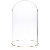 Plymor 5.5" x 10" Glass Display Dome Cloche (Gold Rim Glass Tray Base)