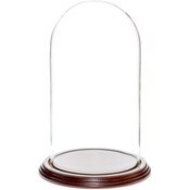 Glass Dome with Dark Mahogany Veneer Base - 5.5" x 10"