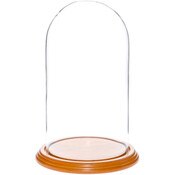 Glass Dome with Oak Veneer Base - 5.5" x 10"