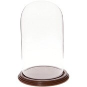 Glass Dome with Walnut Veneer Base - 5.5" x 10"