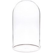 Plymor 5.5" x 10" Glass Display Dome Cloche with Silver Rim (Clear Glass Tray Base)