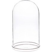 Plymor 5.5" x 10" Glass Display Dome Cloche with Silver Rim (Silver Rim Glass Tray Base)