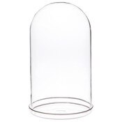 Plymor 5.5" x 10" Glass Display Dome Cloche with Silver Rim (Silver Rim Glass Tray Base)