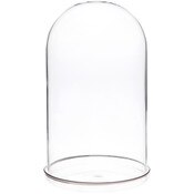 Plymor 5.5" x 10" Glass Display Dome Cloche (Silver Rim Glass Tray Base)