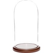 Plymor 5.5 inch x 11 inch Glass Display Dome Cloche (Dark Wood Base)