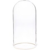 Plymor 5.5" x 11" Glass Display Dome Cloche with Gold Rim (Clear Glass Tray Base)