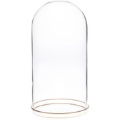 Plymor 5.5" x 11" Glass Display Dome Cloche with Gold Rim (Gold Rim Glass Tray Base)