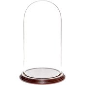 Glass Dome with Dark Mahogany Veneer Base - 5.5" x 11"