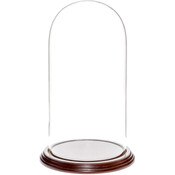 Glass Dome with Dark Mahogany Veneer Base - 5.5" x 11"