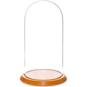 Glass Dome with Oak Veneer Base - 5.5" x 11"