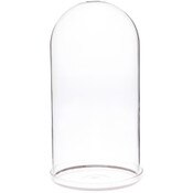 Plymor 5.5" x 11" Glass Display Dome Cloche with Silver Rim (Clear Glass Tray Base)