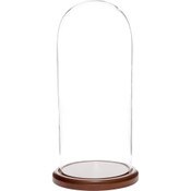 Plymor 5.5 inch x 13 inch Glass Display Dome Cloche (Dark Wood Base)
