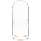 Plymor 5.5" x 13" Glass Display Dome Cloche with Gold Rim (Gold Rim Glass Tray Base)