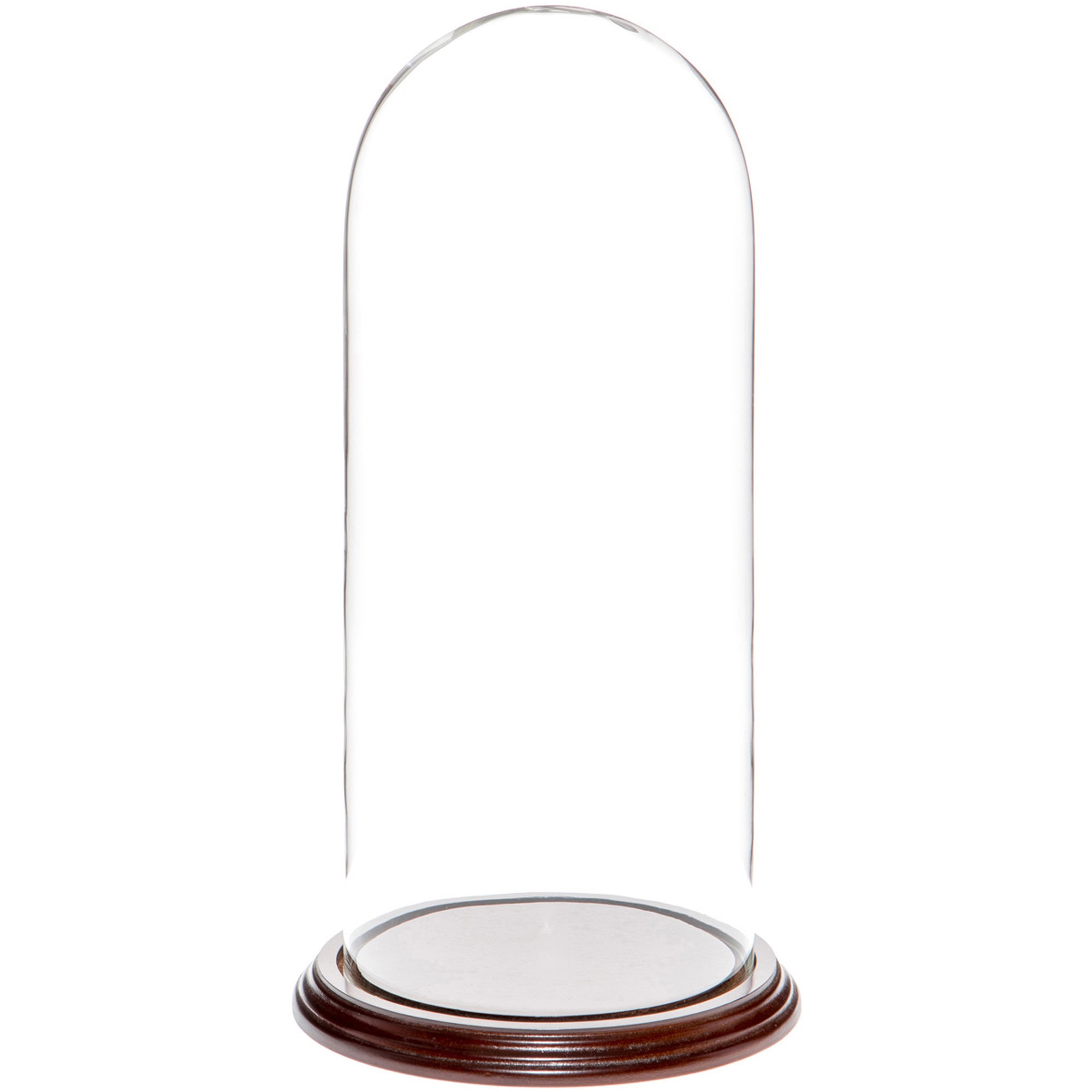 Glass Dome with Dark Mahogany Veneer Base - 5.5" x 13"