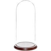 Glass Dome with Dark Mahogany Veneer Base - 5.5" x 13"