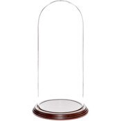 Glass Dome with Dark Mahogany Veneer Base - 5.5" x 13"