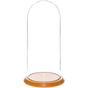 Glass Dome with Oak Veneer Base - 5.5" x 13"