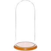 Glass Dome with Oak Veneer Base - 5.5" x 13"
