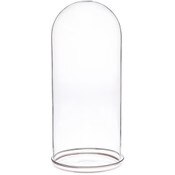 Plymor 5.5" x 13" Glass Display Dome Cloche with Silver Rim (Silver Rim Glass Tray Base)