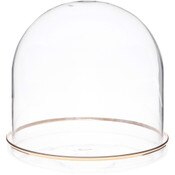 Plymor 5.5" x 5.5" Glass Display Dome Cloche (Gold Rim Glass Tray Base)