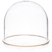 Plymor 5.5" x 5.5" Glass Display Dome Cloche (Gold Rim Glass Tray Base)