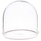 Plymor 5.5" x 5.5" Glass Display Dome Cloche with Silver Rim (Clear Glass Tray Base)