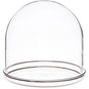 Plymor 5.5" x 5.5" Glass Display Dome Cloche with Silver Rim (Silver Rim Glass Tray Base)