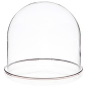 Plymor 5.5" x 5.5" Glass Display Dome Cloche (Silver Rim Glass Tray Base)