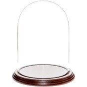 Glass Dome with Dark Mahogany Veneer Base - 5.5" x 8"