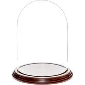 Glass Dome with Dark Mahogany Veneer Base - 5.5" x 8"