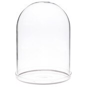 Plymor 5.5" x 8" Glass Display Dome Cloche with Silver Rim (Clear Glass Tray Base)