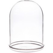 Plymor 5.5" x 8" Glass Display Dome Cloche with Silver Rim (Silver Rim Glass Tray Base)