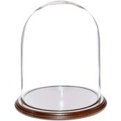 Glass Dome with Dark Mahogany Veneer Base - 8" x 10.25"