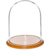 Glass Dome with Oak Veneer Base - 8" x 10.25"