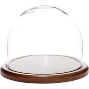 Plymor 8 inch x 6.5 inch Glass Display Dome Cloche (Dark Wood Base)