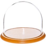 Glass Dome with Oak Veneer Base - 8" x 6.5"