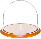 Glass Dome with Oak Veneer Base - 8" x 6.5"