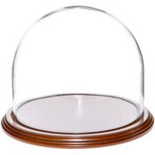 Glass Dome with Walnut Veneer Base - 8" x 6.5"