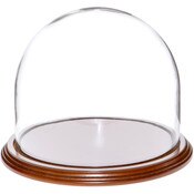 Glass Dome with Walnut Veneer Base - 8" x 6.5"