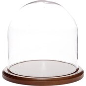 Plymor 8 inch x 8 inch Glass Display Dome Cloche (Dark Wood Base)