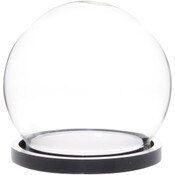 Plymor 3.5" x 4" Glass Display Dome Globe Cloche (Black Acrylic Base)