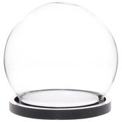 Plymor 3.5" x 4" Glass Display Dome Globe Cloche (Black Acrylic Base)