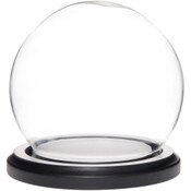 Plymor 3.5" x 4" Glass Display Dome Globe Cloche (Black MDF Wood Base)