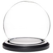 Plymor 3.5" x 4" Glass Display Dome Globe Cloche (Black MDF Wood Base)