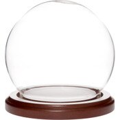 Plymor 3.5 inch x 4 inch Glass Display Dome Globe Cloche (Dark Wood Base)